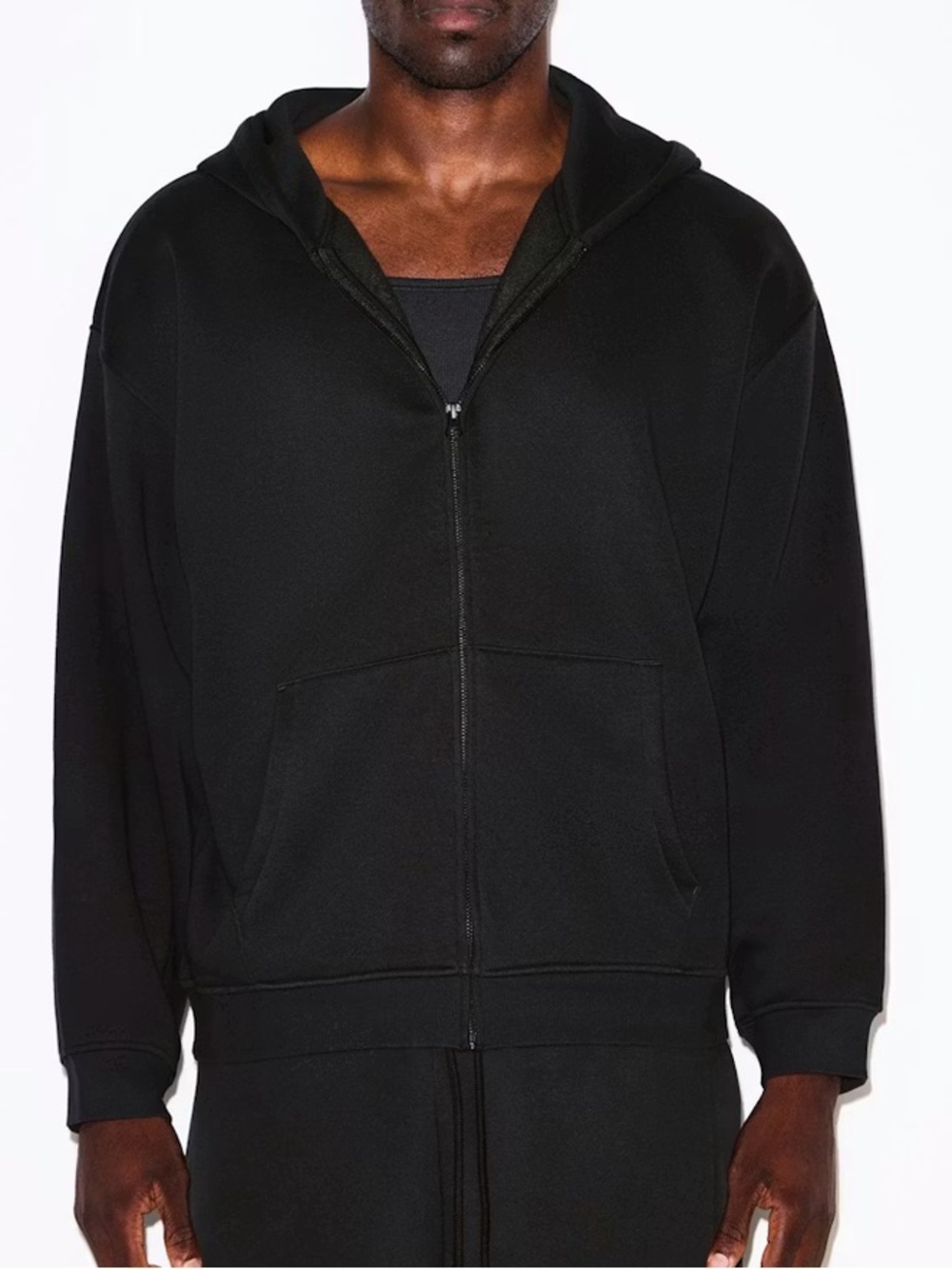 SKIMS Mens Relaxed Zip Up Hoodie Size M Black Onyx Oversized Cotton